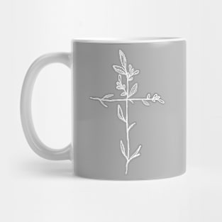 Twig Cross, A Simple Floral White Cross Mug